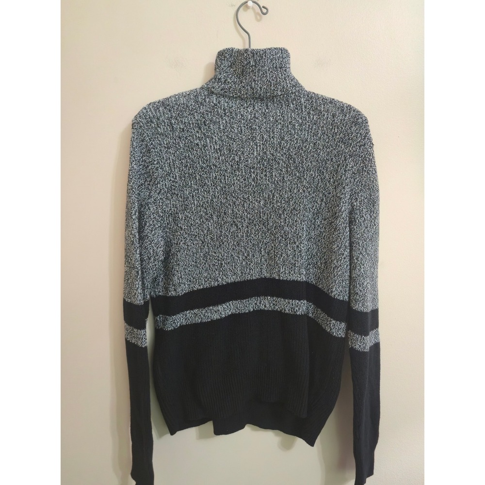 Lauren Active Ralph Lauren Mens XL Quarter Zip Sweater Black White Cotton Knit - Picture 3 of 9